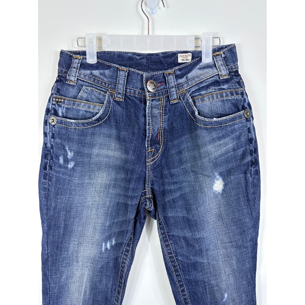 Mek DNM Ulan-Bator Straight‎ Leg Jeans Distressed Blue Denim Women Size 30x26 - Picture 3 of 9